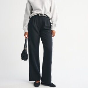 Abercrombie & Fitch Black Wide-Leg Trousers